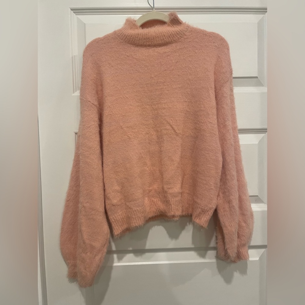 Pink Lily- Light Pink Fuzzy Sweater- Size Large